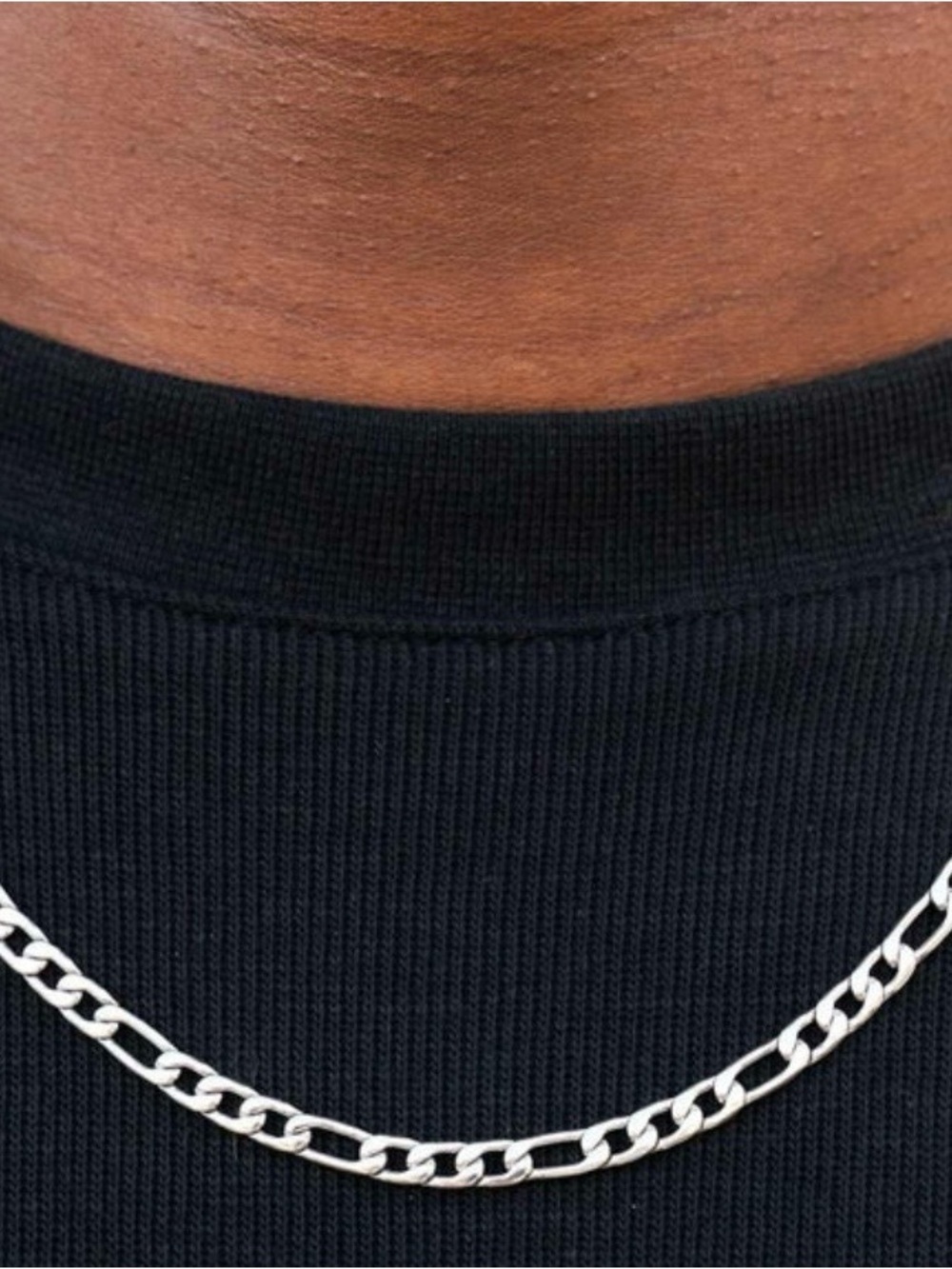 GLD Classic white Gild Rhodium Figaro Chain Necklace  20 In 3 mm